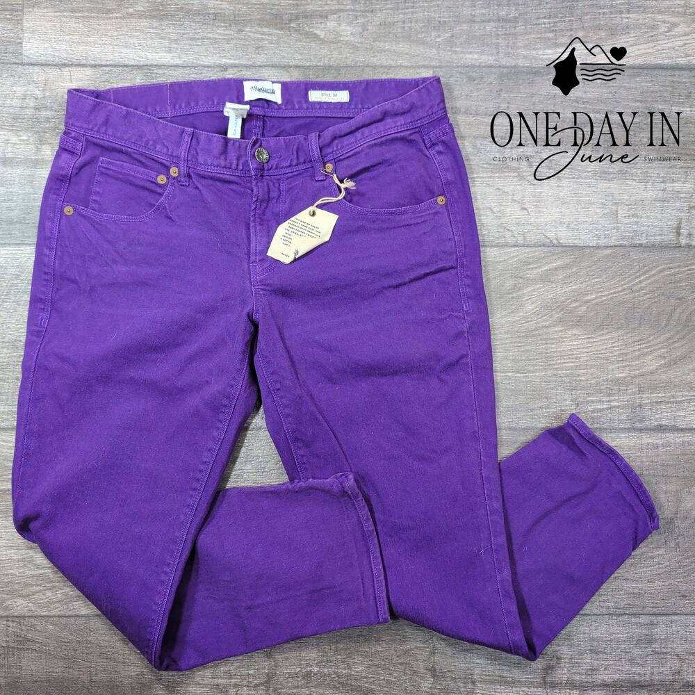 Madewell Skinny Ankle Zip Jeans Purple Stretch Denim NWT Size 10
